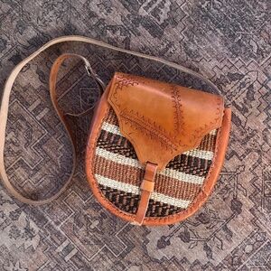 African wovan Leather shoulder bag